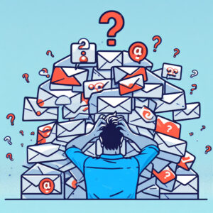 Person overwhelmed by the amount of emails their have.